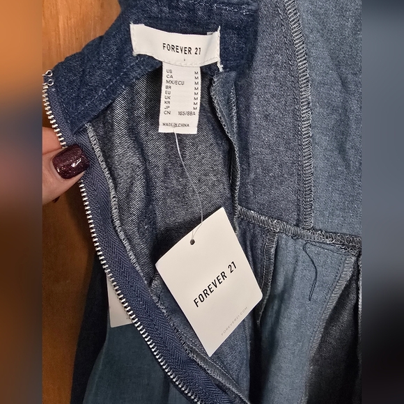 Forever 21 Denim Patchwork Mini Dress Medium Taylor - Picture 6 of 10